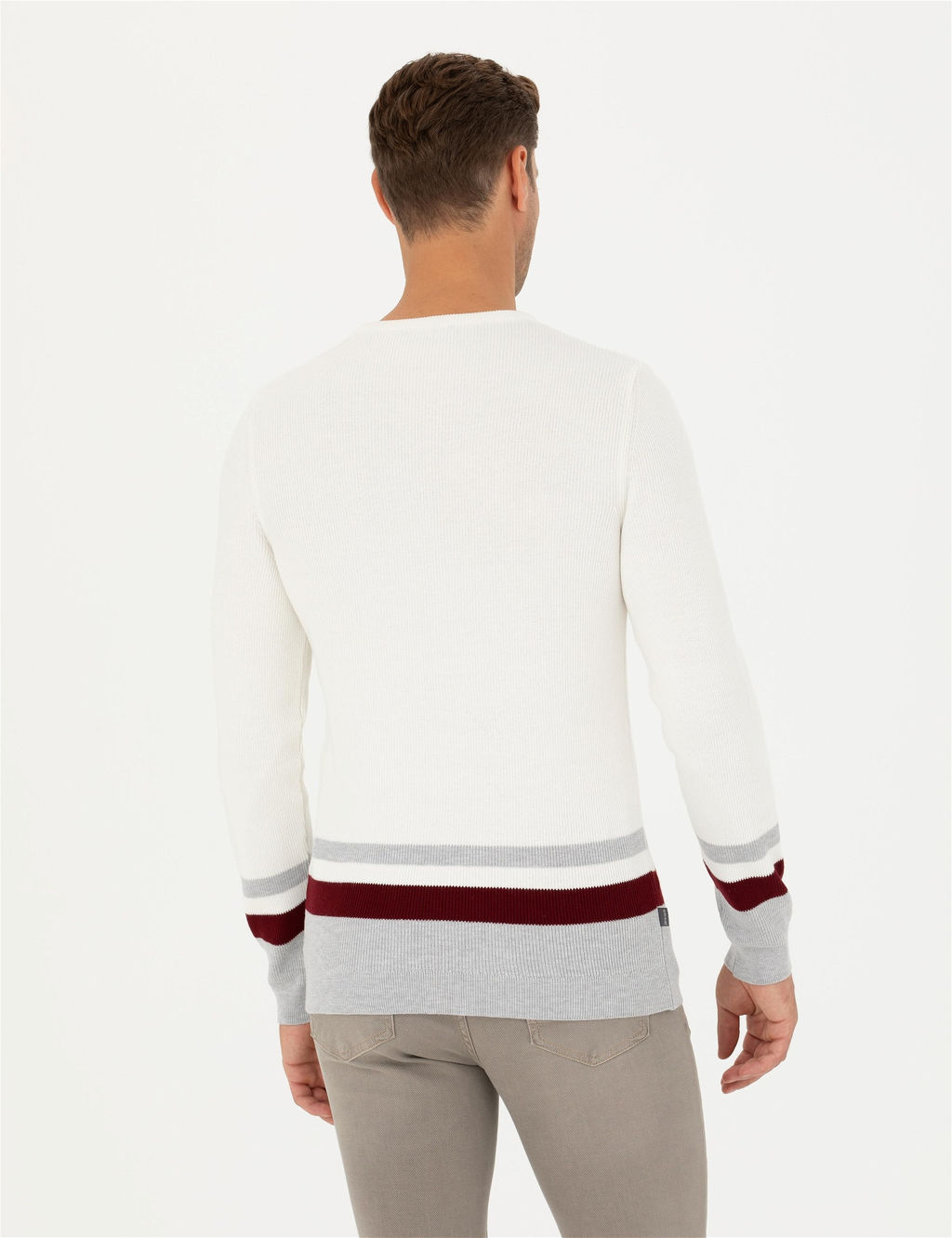 Ekru Slim Fit Bisiklet Yaka Triko Kazak - Pierre cardin фото 6