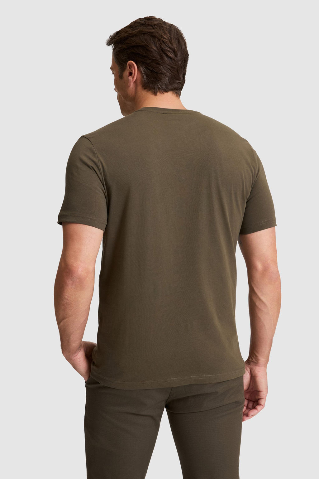 Erkek Koyu Haki Regular Fit Bisiklet Yaka Ti__rt