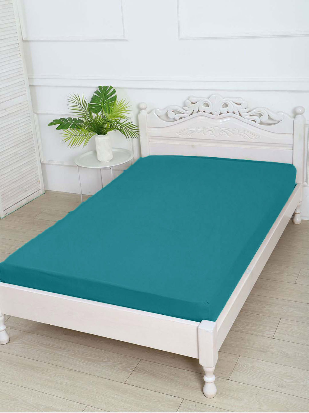 Простыня на резинке из поплина гладкокрашеного - Темно-бирюзовый 160х200х25