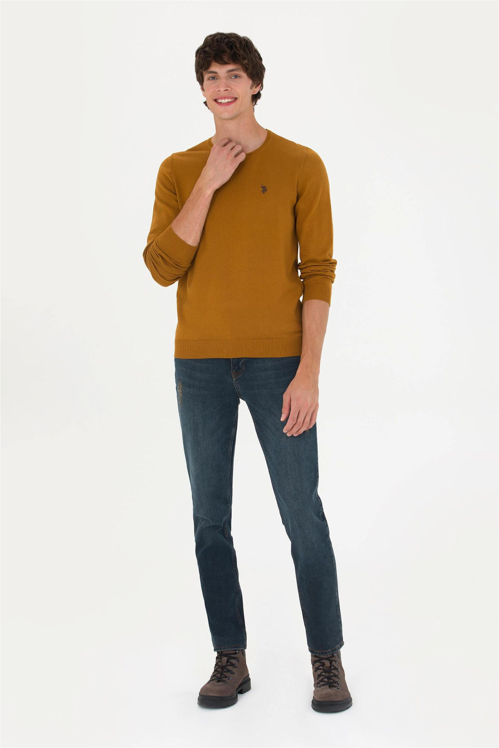 U. S. Polo Assn Мужской базовый свитер кокосового цвета - U.s. polo assn фото 4