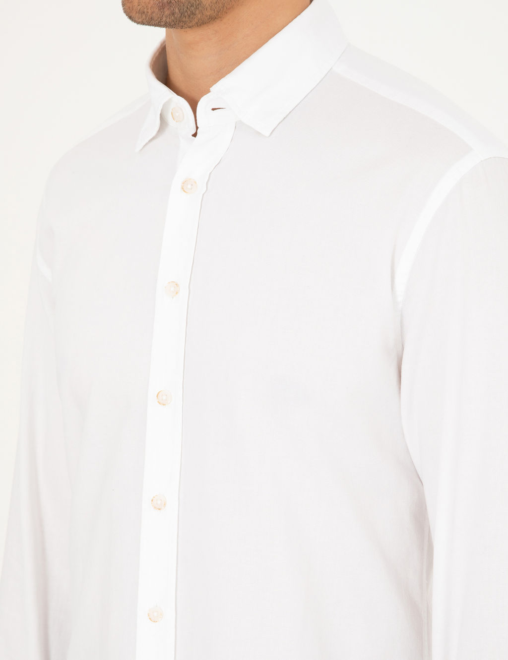 Beyaz Slim Fit Uzun Kollu G_mlek