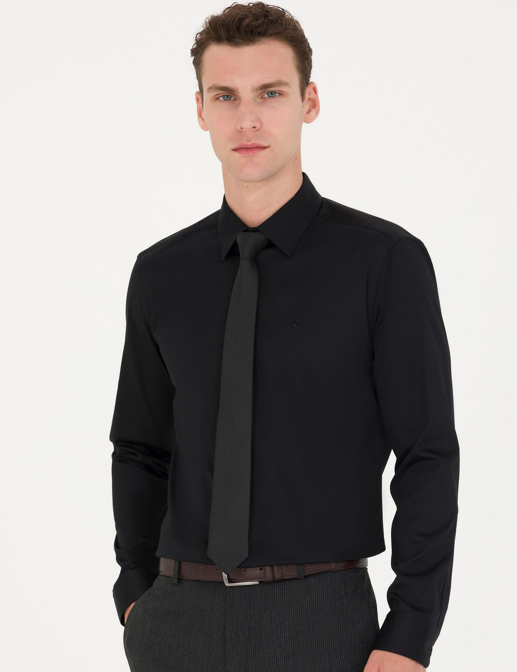 Siyah Slim Fit Uzun Kollu Basic G_mlek - Pierre cardin фото 8