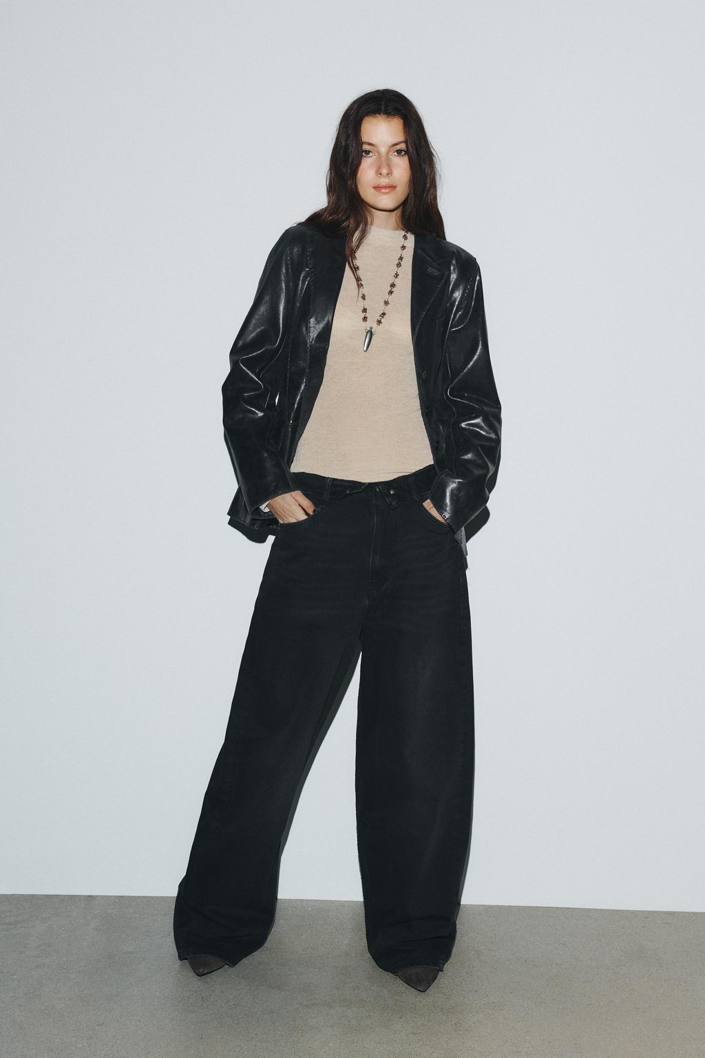 TRF FOLDED WAIST MID-WAIST JEANS