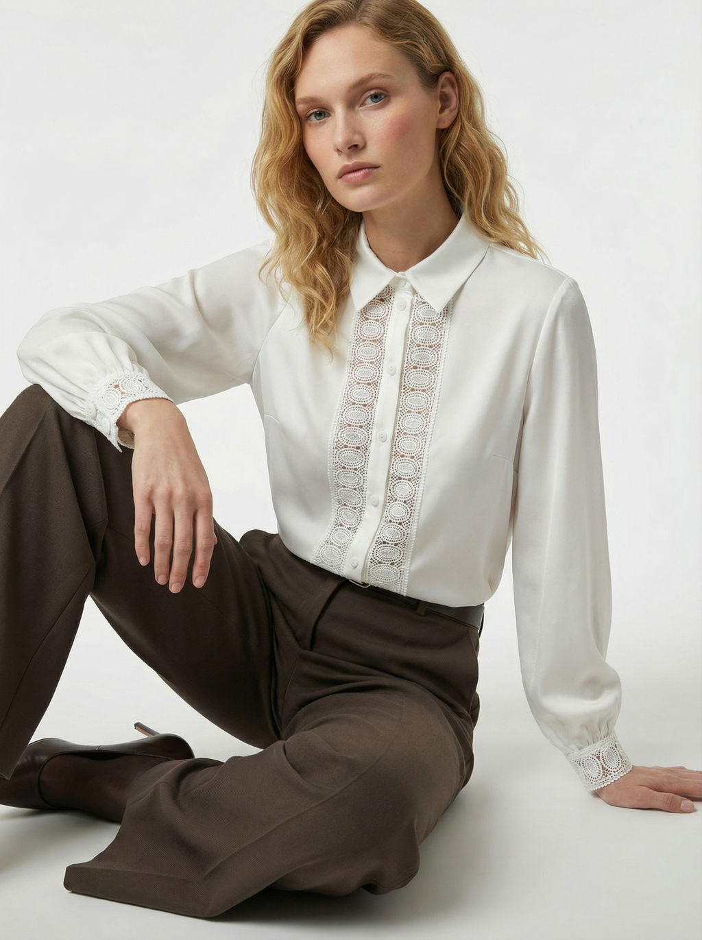 Блузка с кружевом OD-808-5 белый