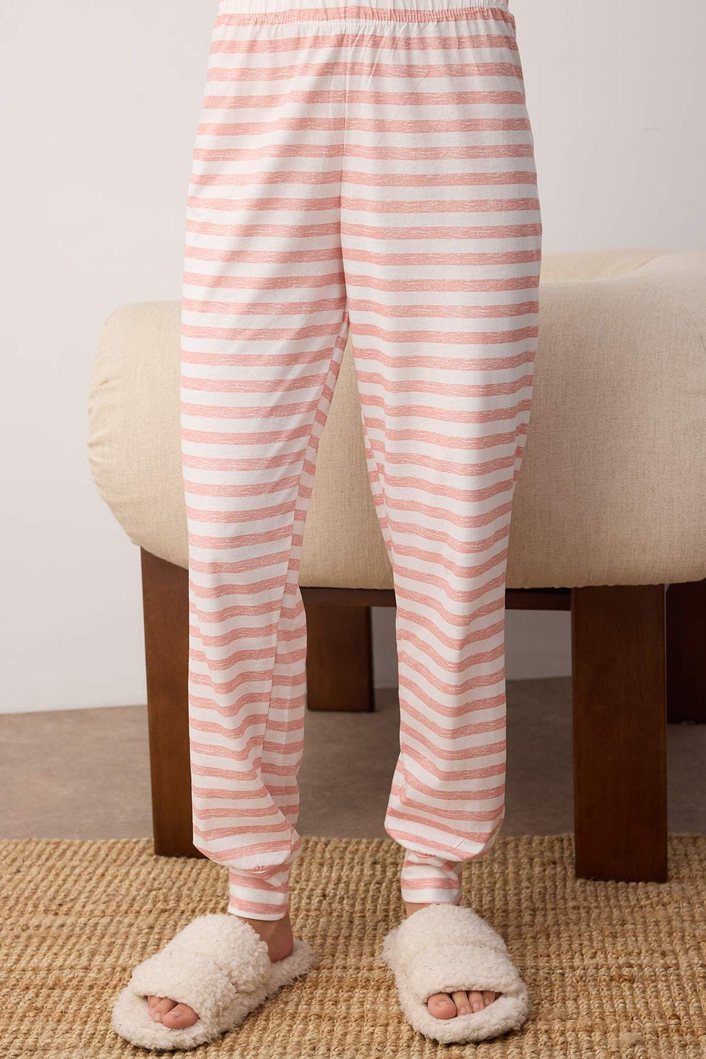 Pembe %100 Pamuklu Ay?c?kl? Orme Pijama Tak?m? THMAW21PT0302