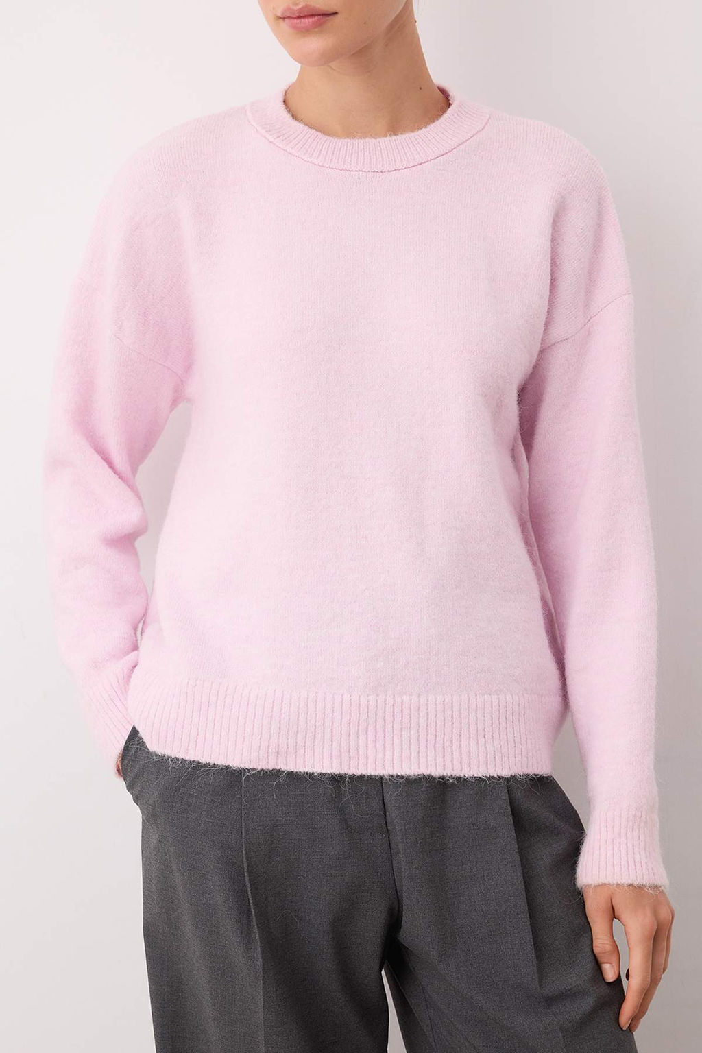 Wardrobe Essentials Pembe Alpaka Yun Kar?s?ml? Premium Iplik Genis Kal?p Triko Kazak|TWOAW26KZ00080