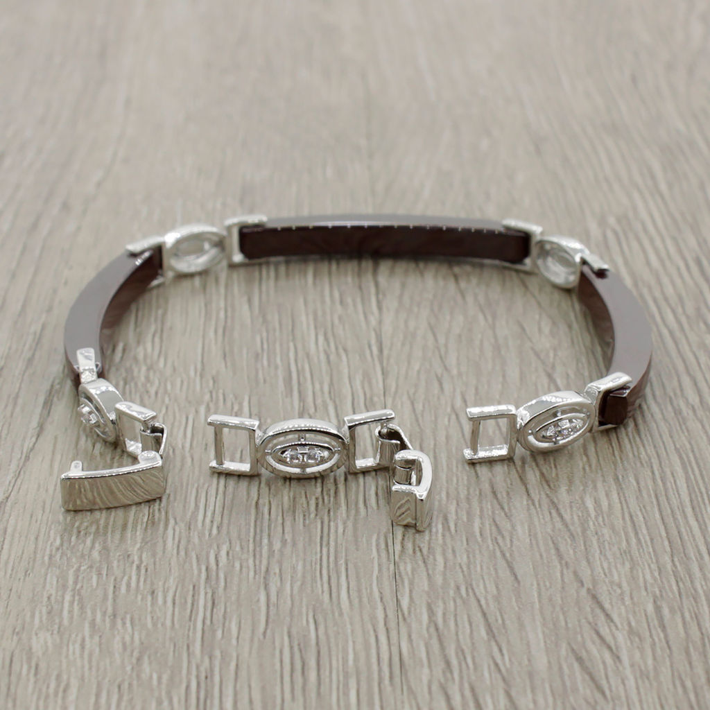 Браслет Лили из коричневой керамики покрытие светлый металл - Agat77 фото 2