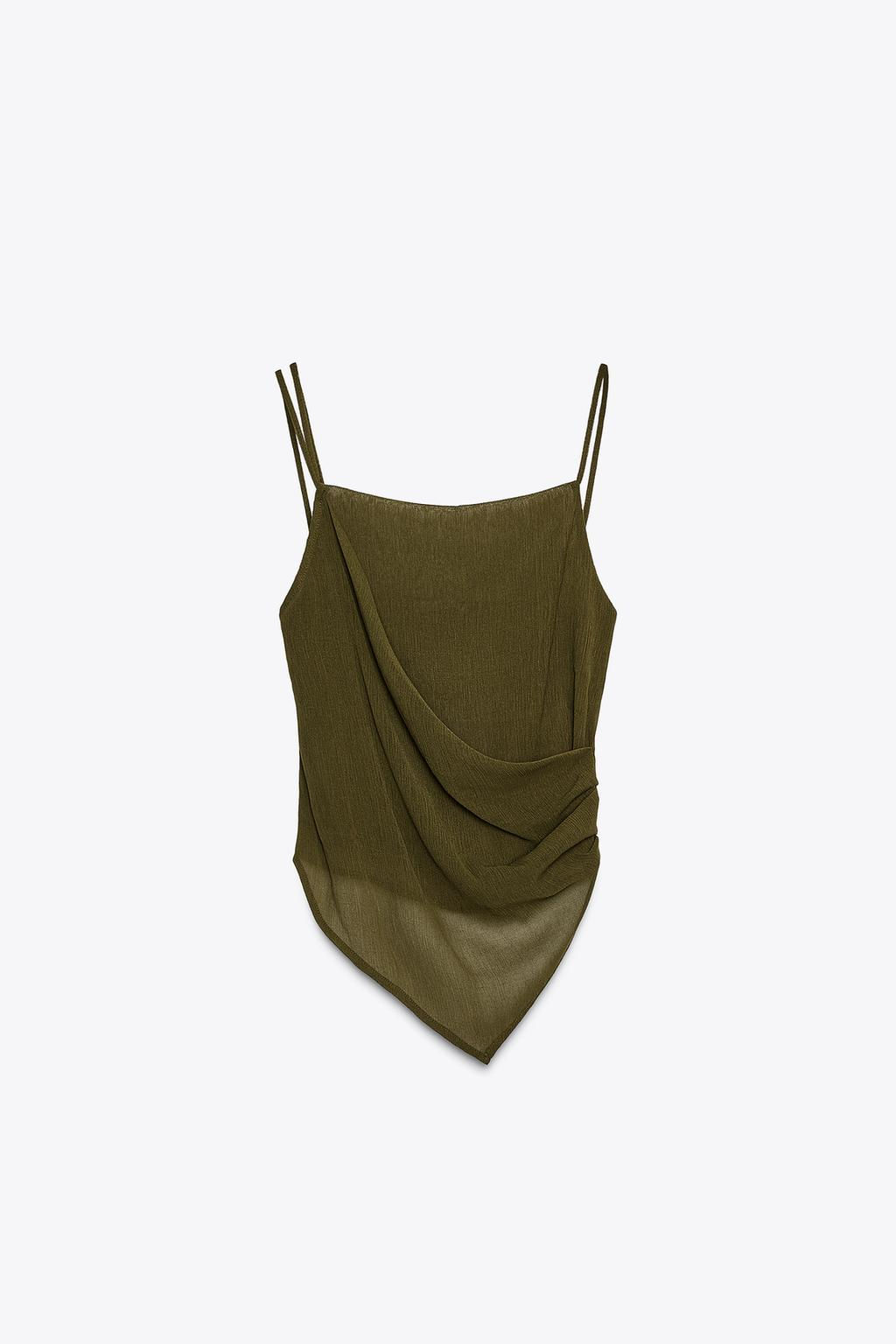 SEMI-SHEER TEXTURED ASYMMETRIC TOP - Zara фото 6
