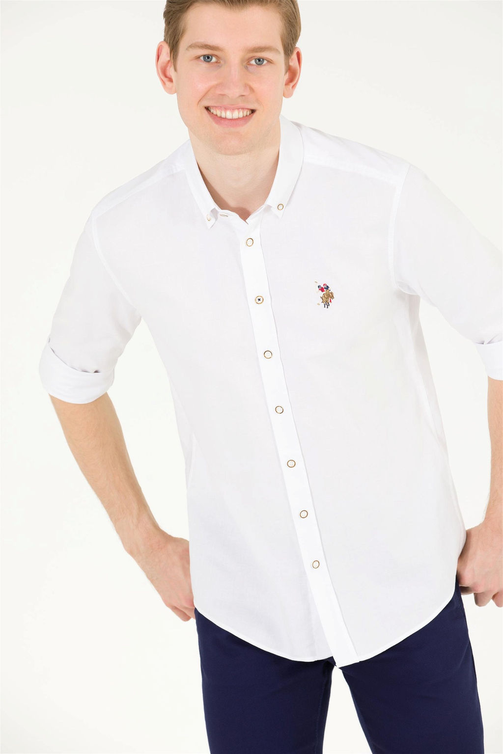 U. S. Polo Assn Мужская белая базовая рубашка с длинным рукавом - U.s. polo assn фото 8