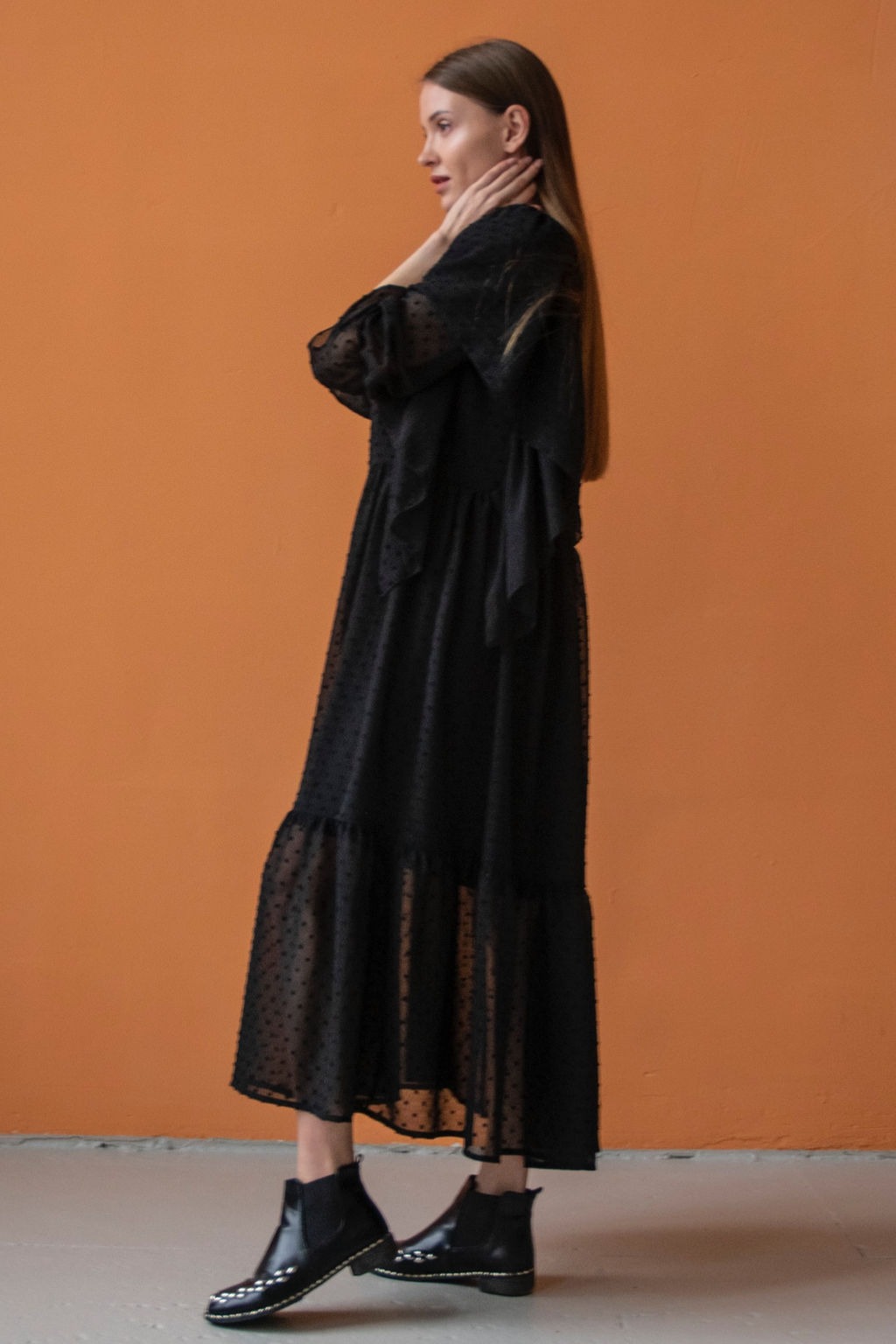 Платье шифон LOVE052/02/Черный