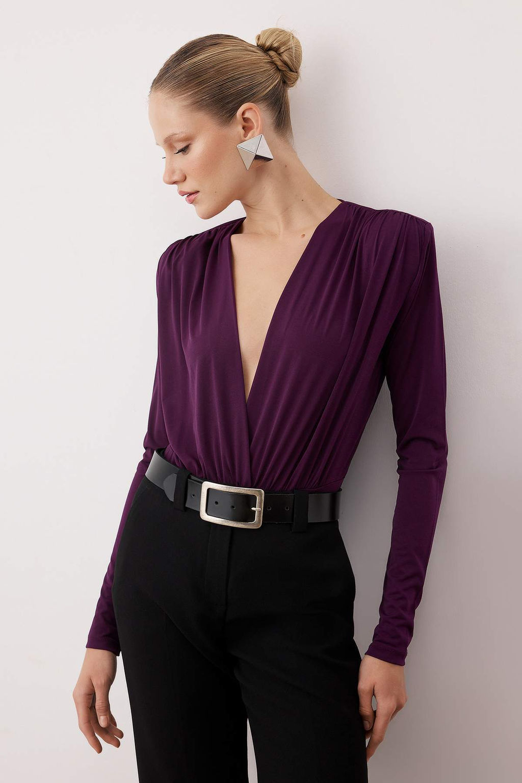 Murdum Duz V Yaka Uzun Vatkal? Alttan C?tc?tl? Orme Sandy S?k/Gece Body TPRAW22BD0161