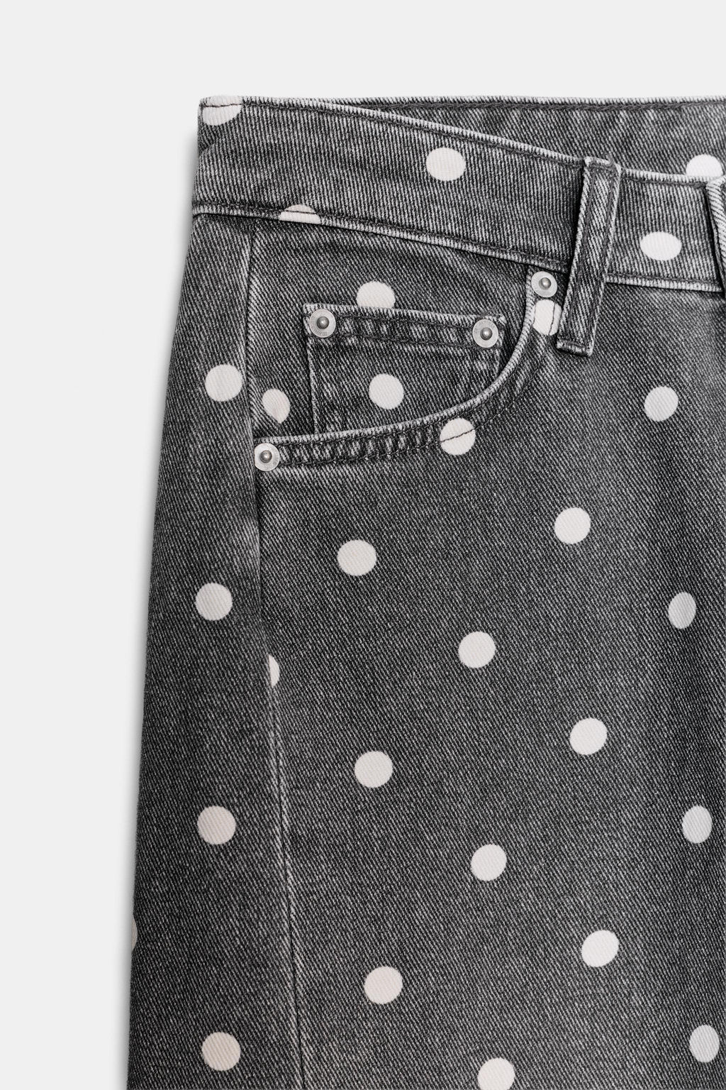 JEANS ZW COLLECTION ANKLE RELAXED TIRO MEDIO LUNARES / Gris perla - Zara фото 7