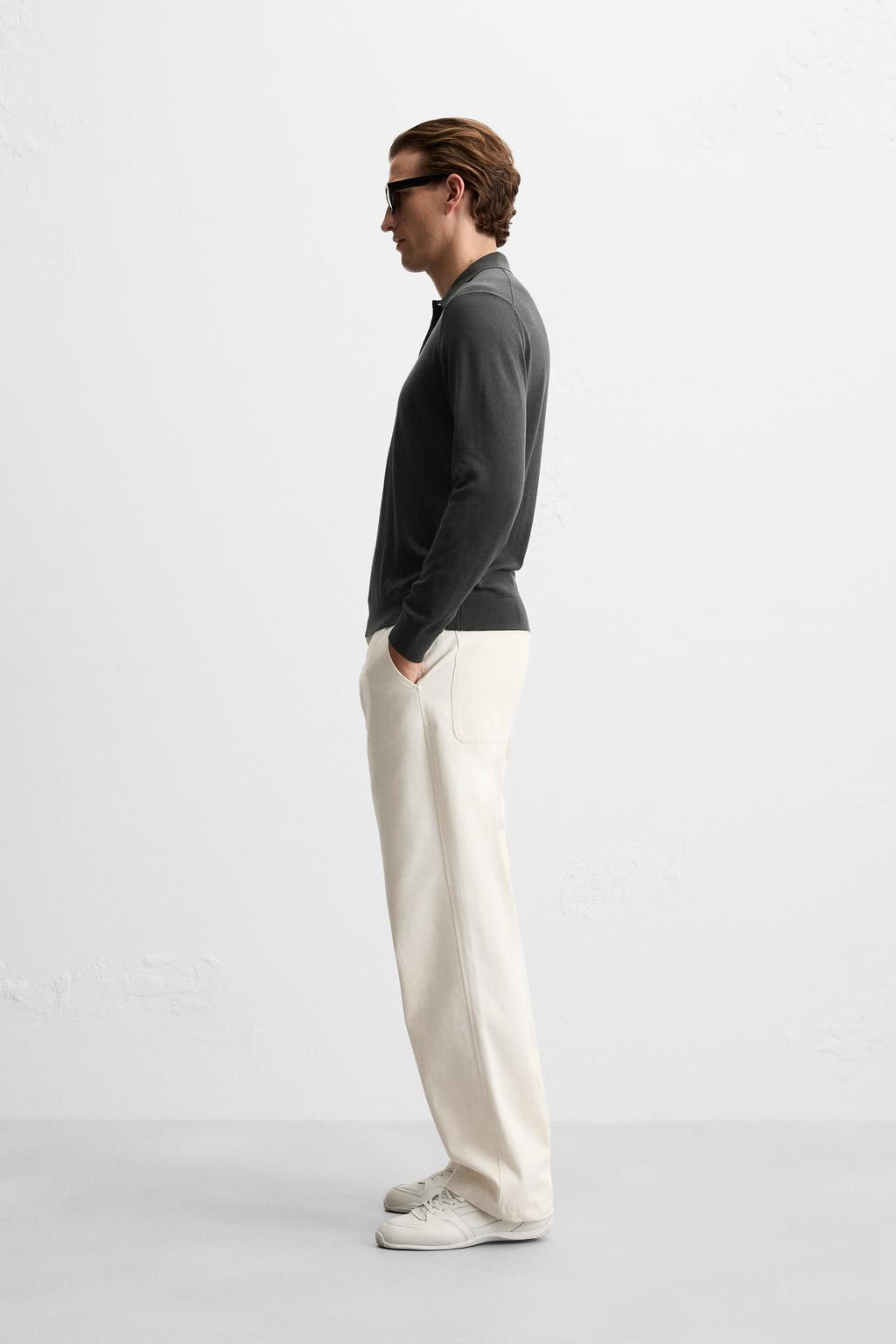 KNIT COTTON - SILK POLO SHIRT - Zara фото 13