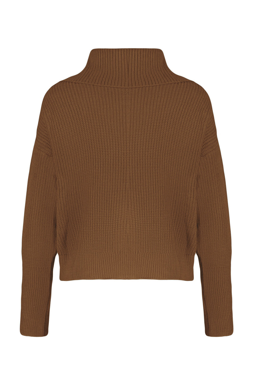 Ac?k Kahverengi Genis Kal?p Devrik Yaka Fermuarl? Triko H?rka TWOAW24HI00072