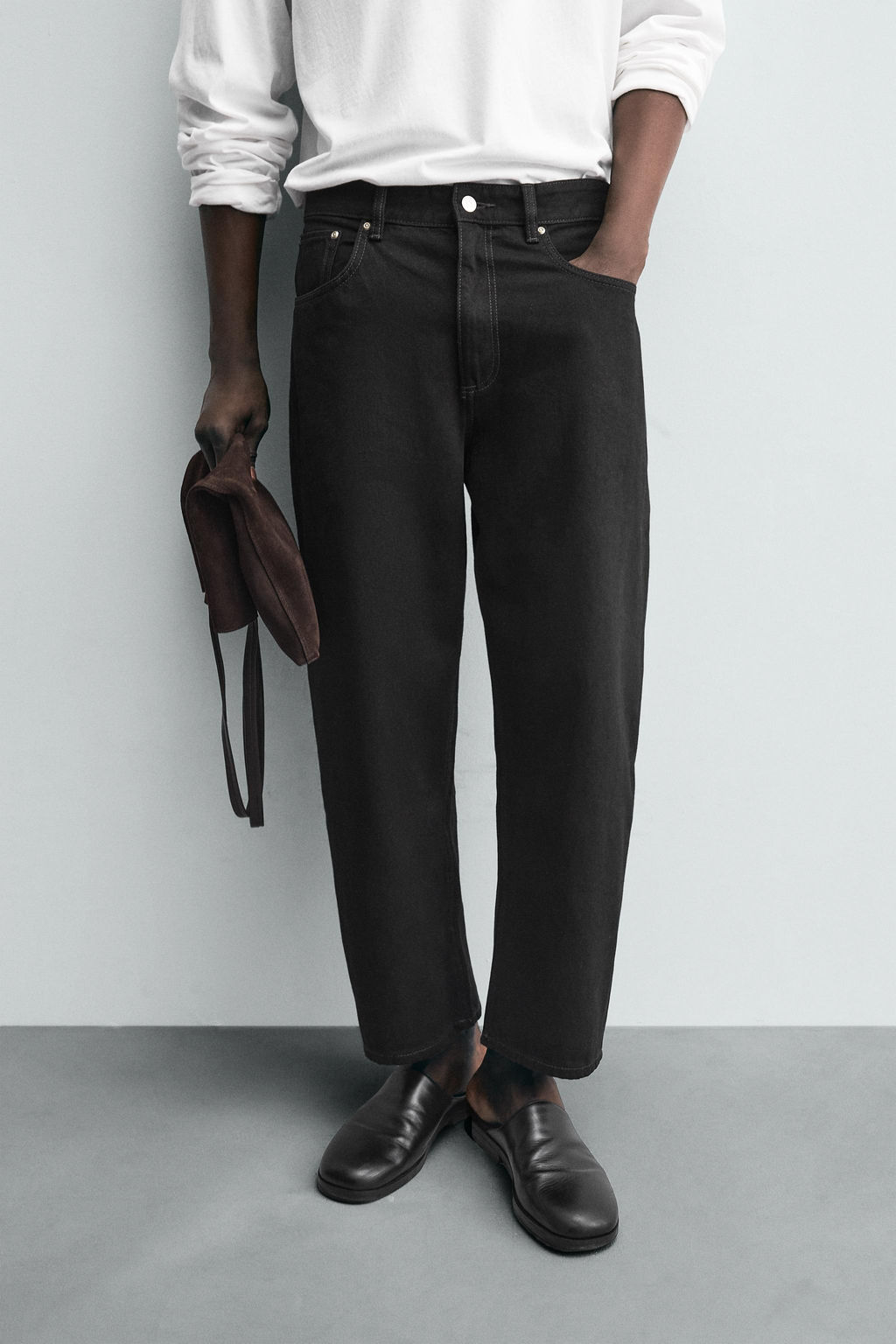 TAPERED WIDE-LEG JEANS - Zara фото 5