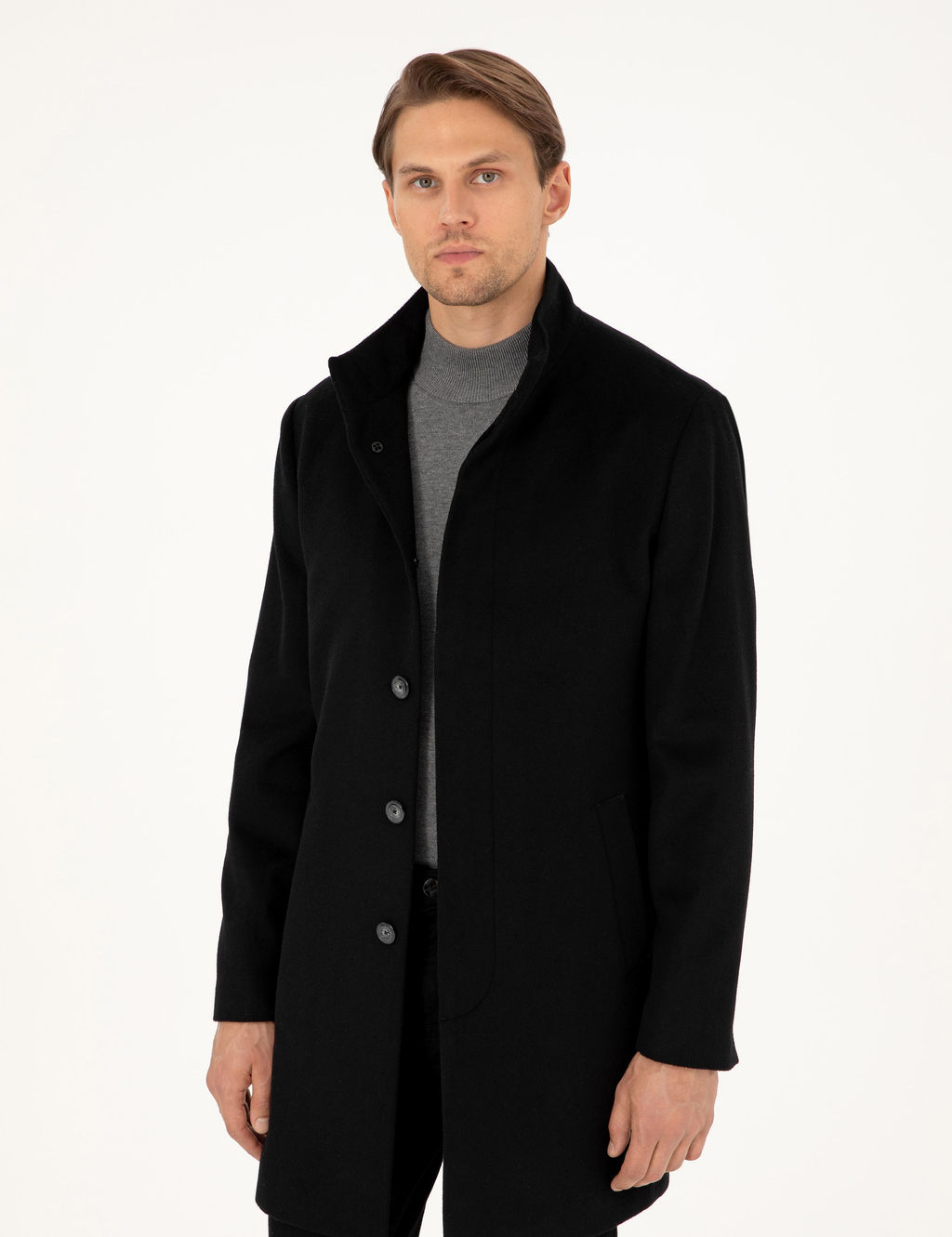 Siyah Slim Fit Palto
