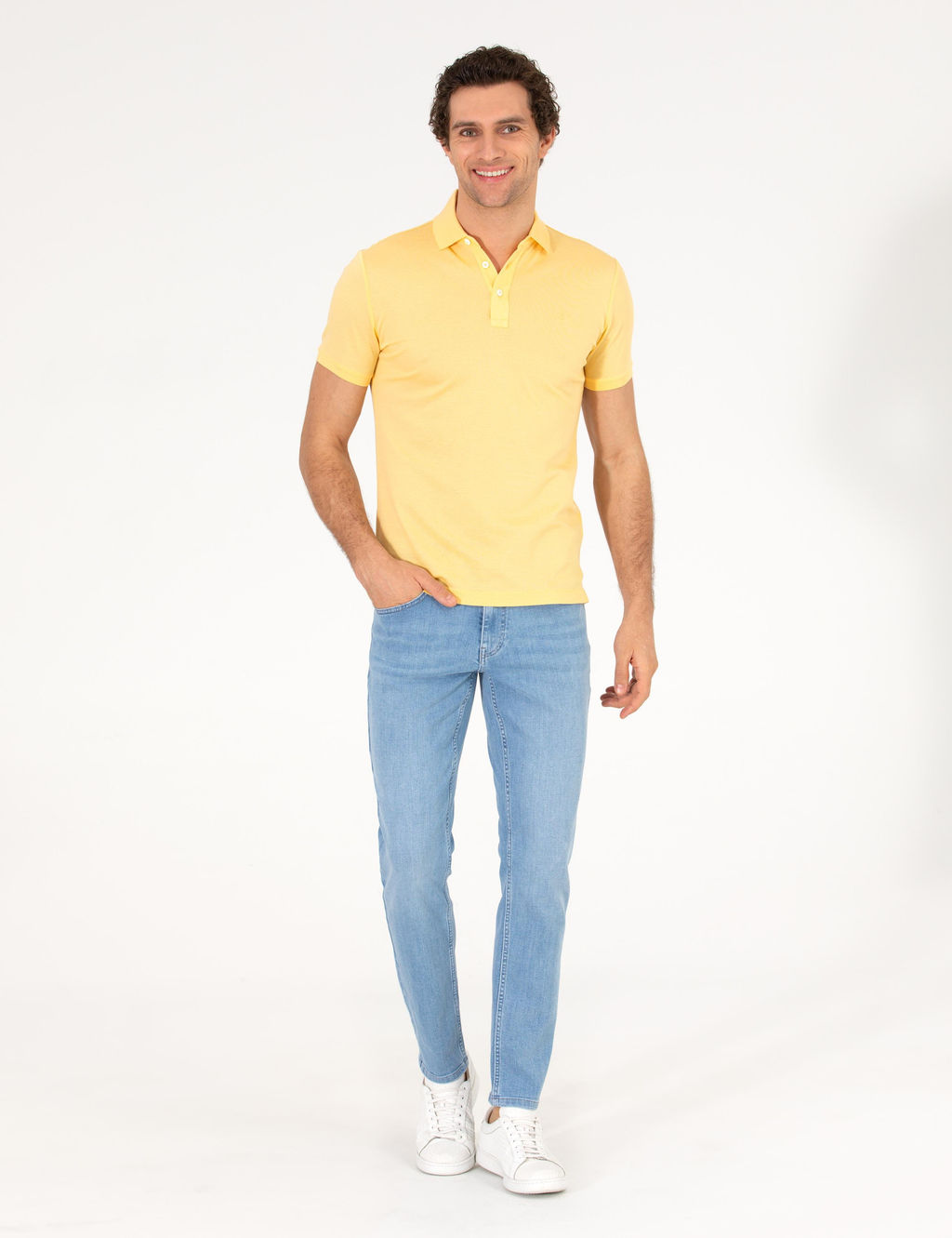 Светло-желтая облегающая базовая футболка - Cacharel фото 4