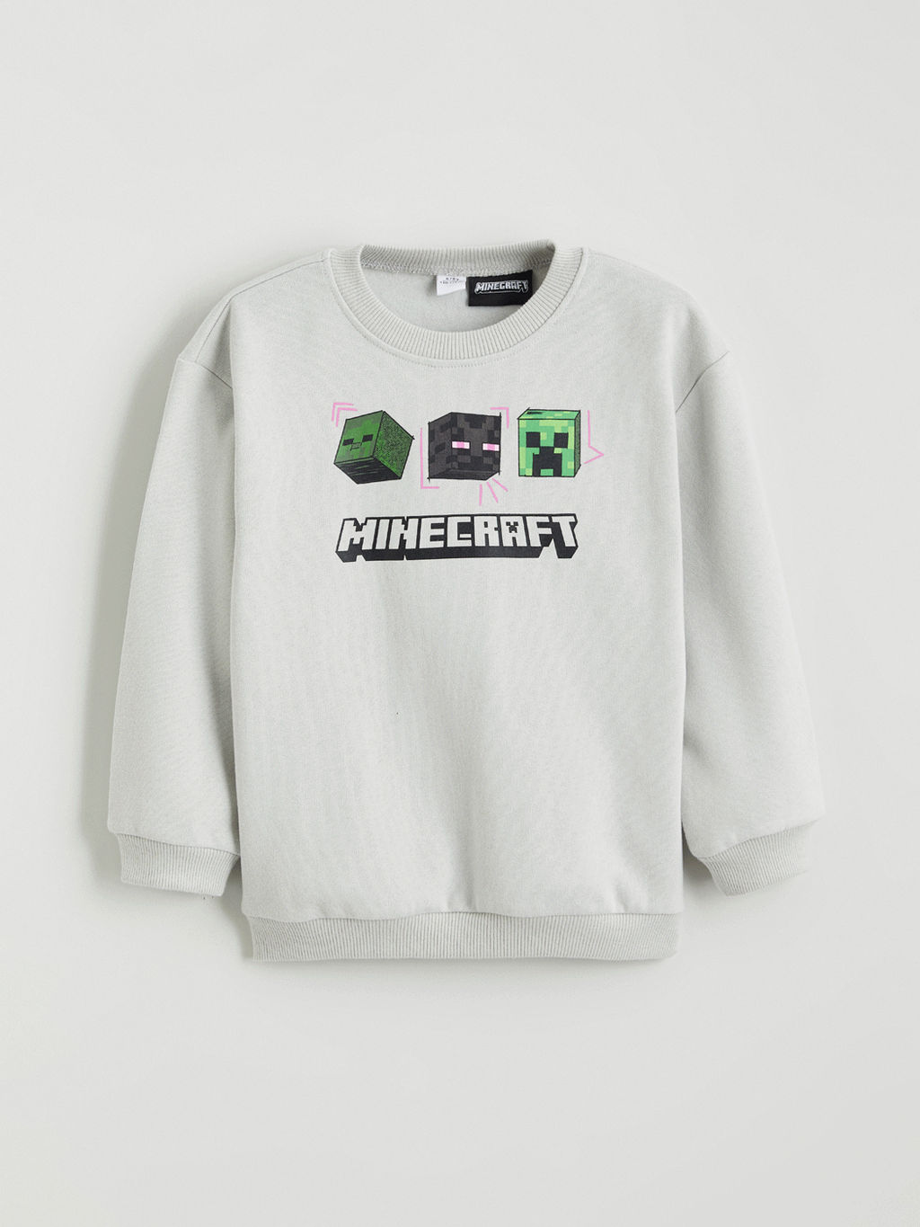 Bisiklet Yaka Minecraft Bask?l? Erkek ?ocuk Sweatshirt