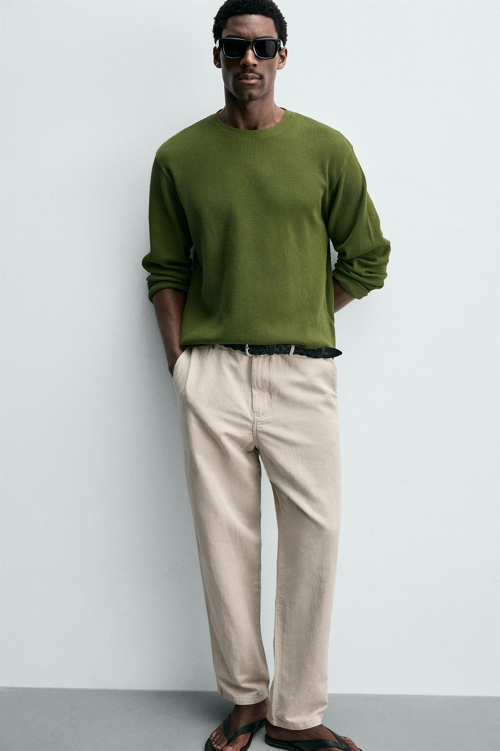 PANTAL?N FLUIDO STRAIGHT FIT / Gris perla - Zara фото 6