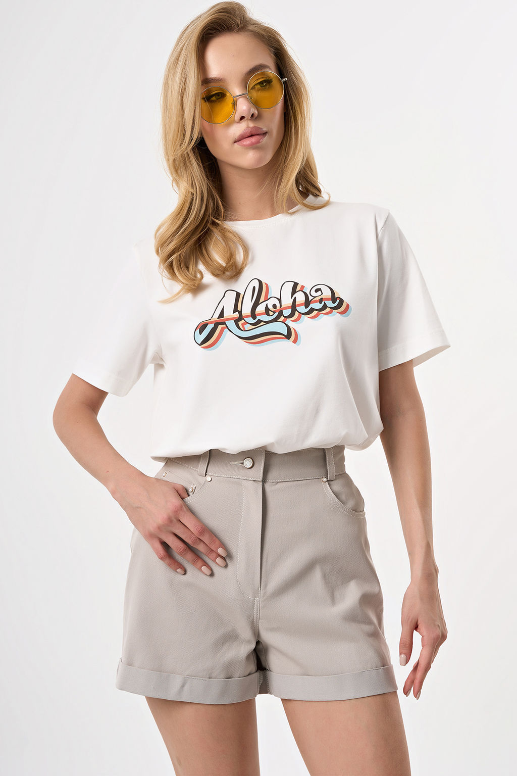 Шорты из джинсовой ткани светло-серые