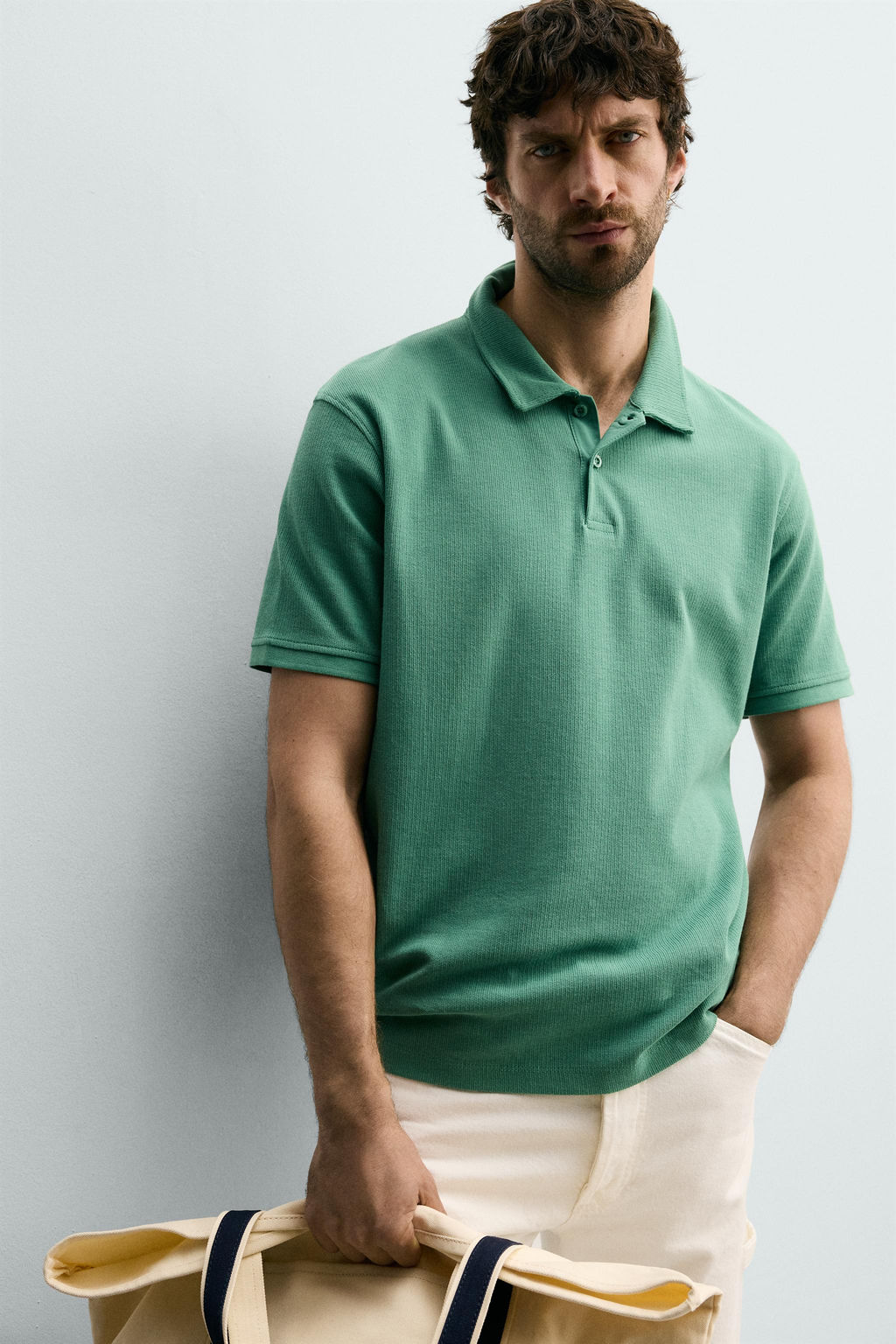 POLO REGULAR FIT ESTRUCTURA / Verde fuerte - Zara фото 5