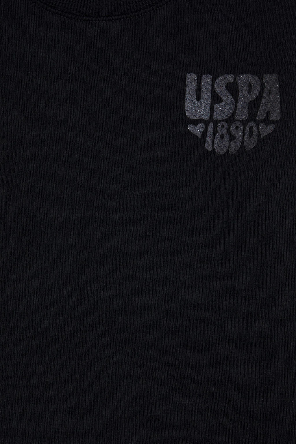 K_z _ocuk Siyah Simli Bask_ Detayl_ Bisiklet Yaka Basic Sweatshirt Sepette S_rpriz _ndirim - U.s. polo assn фото 5