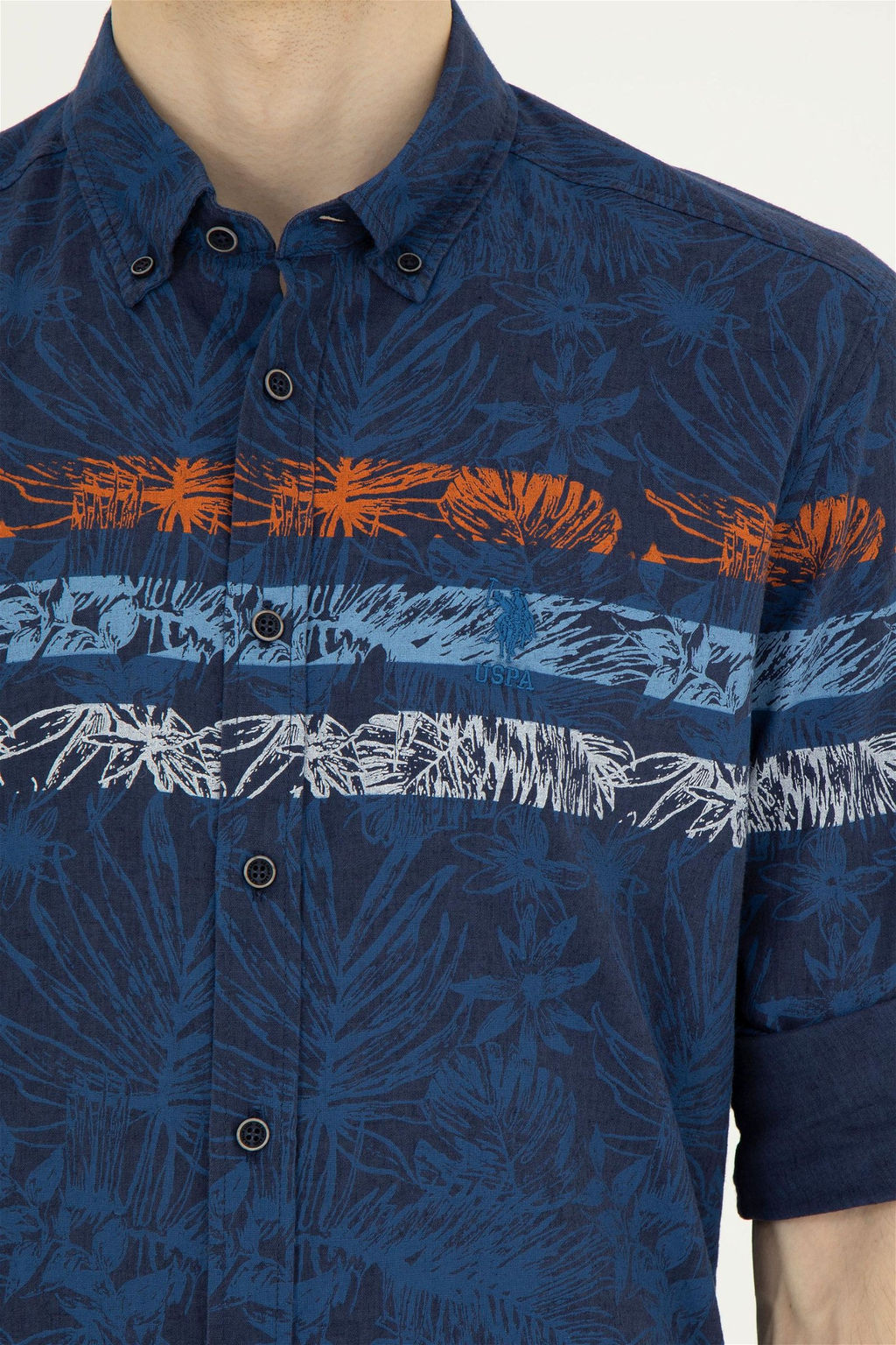 Мужская темно-синяя рубашка с длинным рукавом - U.s. polo assn фото 7