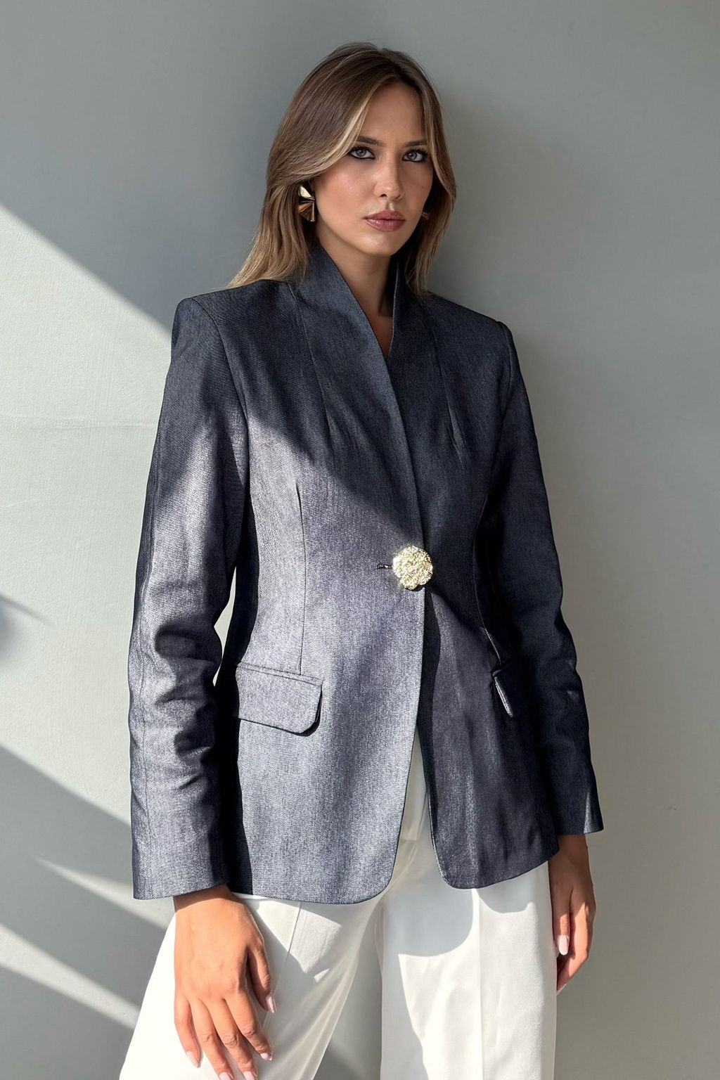 Lacivert Gold Dugme Detayl? Blazer Ceket TWOAW26BC00046