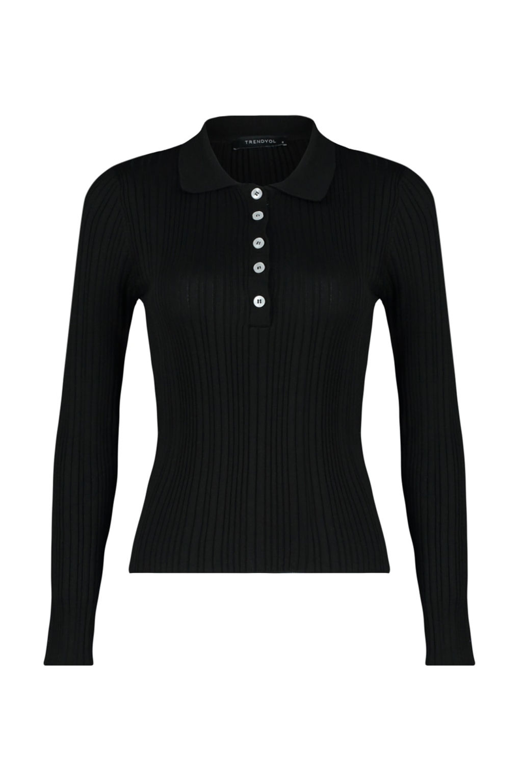 Ekru Merserize Gorunumlu Polo Yaka Fitilli Triko Kazak TWOAW21KZ0773 - Trendyolmilla фото 9