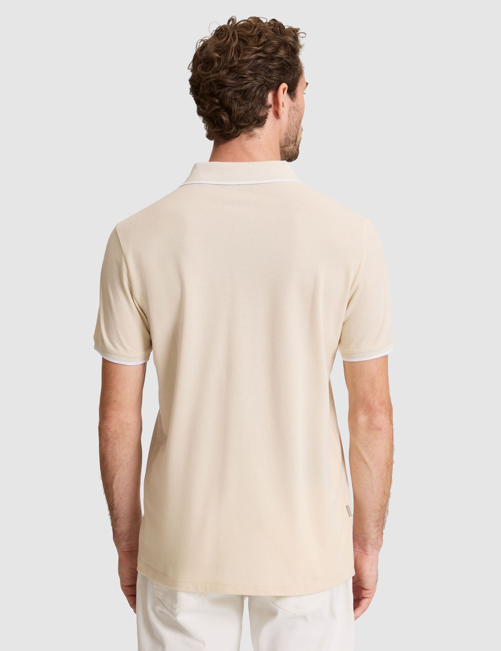 Bej Slim Fit %100 Pamuk D__meli Polo Yaka Ti__rt