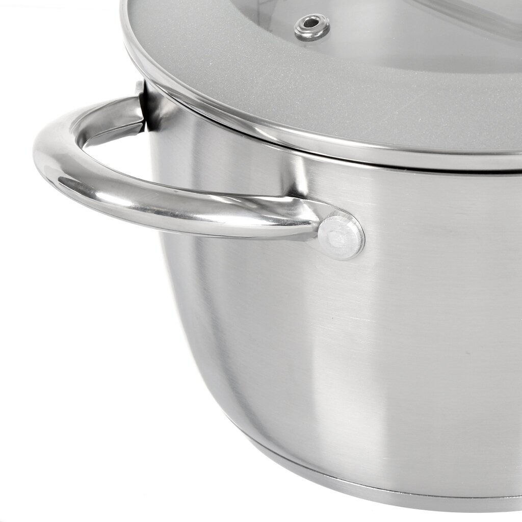 Кастрюля нержавеющая сталь, 2.7 л, с крышкой стекло, Daniks, Перл, GS-01205-18, индукция (397613)  фото 4