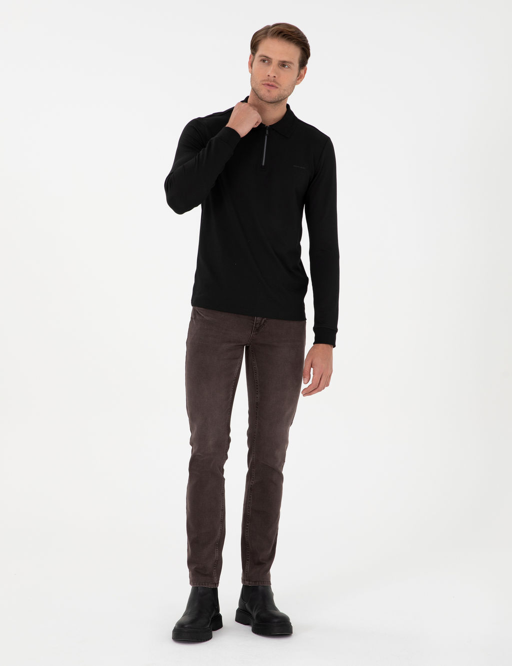 Kahverengi Slim Fit Jean Pantolon