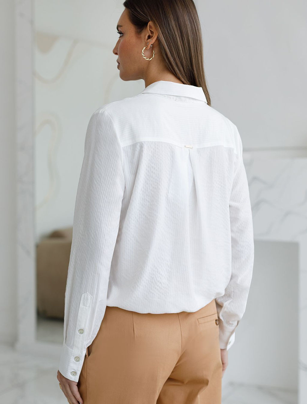 Блузка с кулиской по низу из эластичного хлопка - Vilatte фото 3