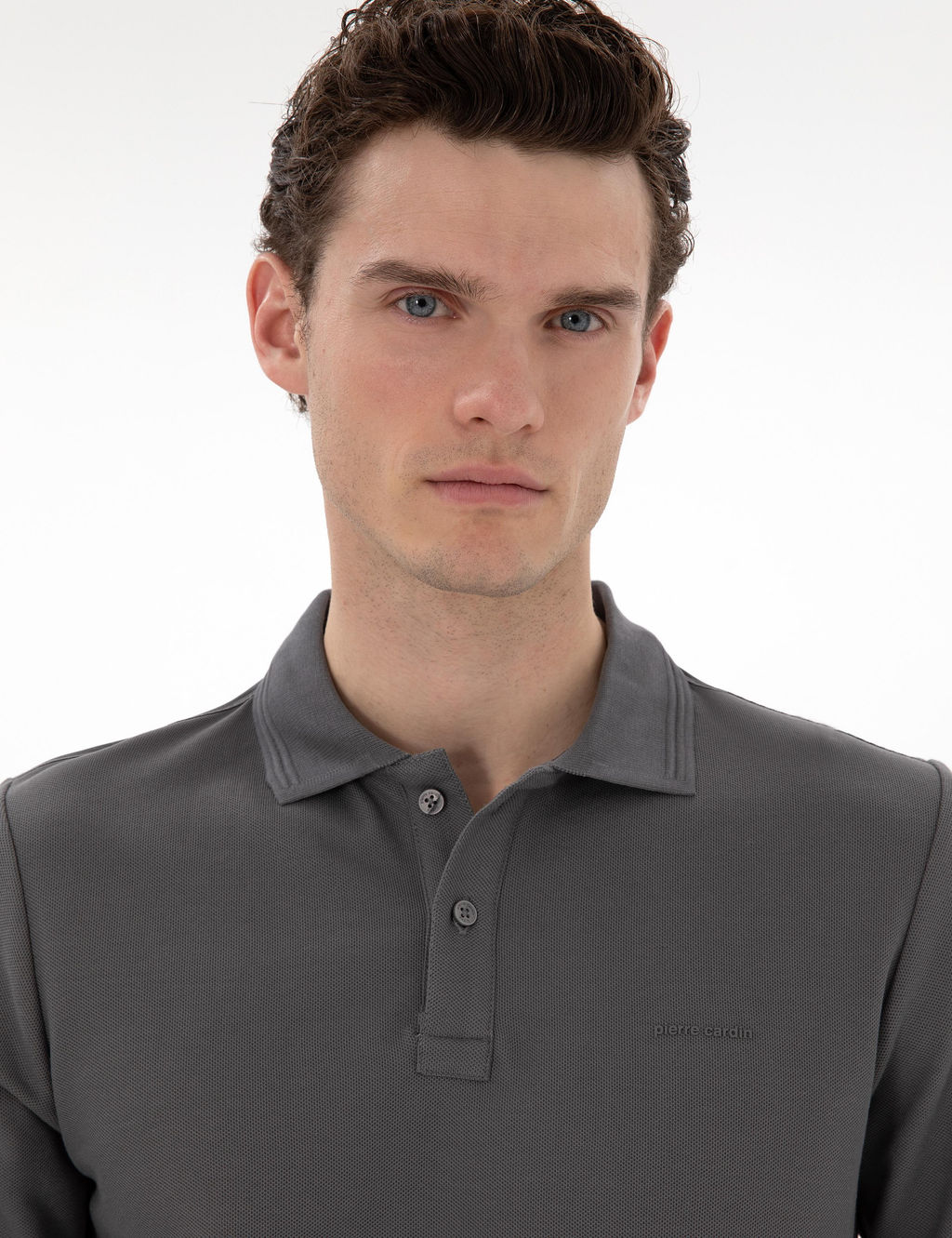 Gri Slim Fit K_vr_lmaz Yaka Sweatshirt - Pierre cardin фото 2