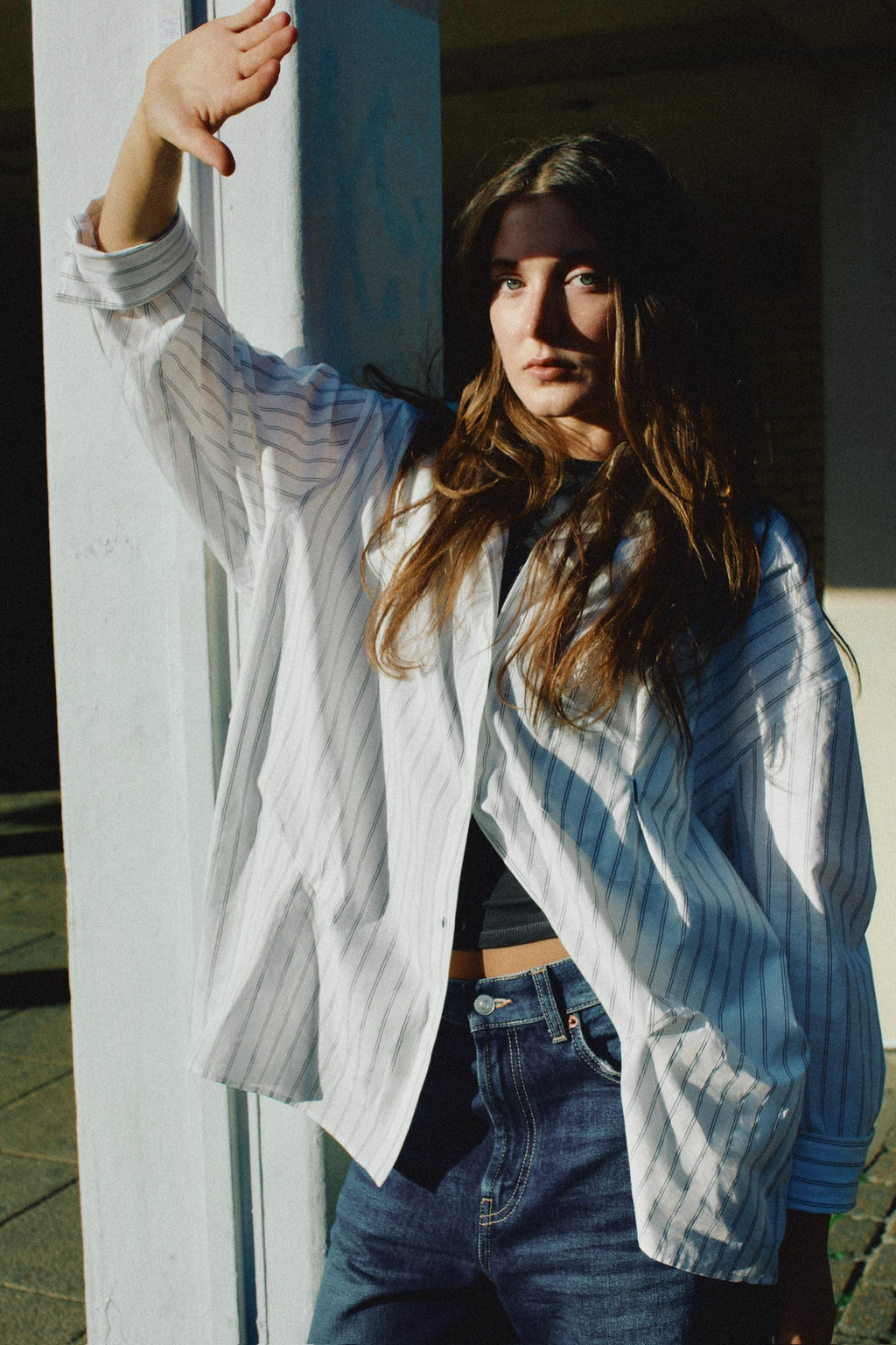 OVERSIZE POPLIN SHIRT WITH TOPSTITCHING