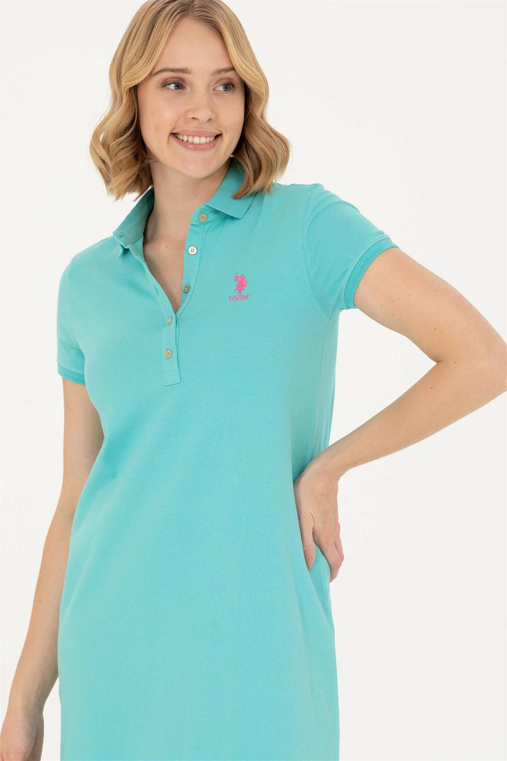 Женское мятное трикотажное платье - U.s. polo assn фото 4