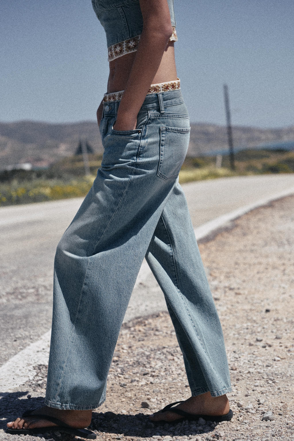 JEANS Z1975 LOOSE FIT TIRO MEDIO COMBINADO CROCHET / Azul medio - Zara фото 2