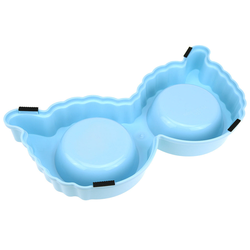 Миска для кормления животных из нержавеющей стали Сова 0,18л, д11см h2,8см, 2 штуки на пластмассовой подставке 29,5х15х4см, цвета микс (Китай) - Pet toys фото 4