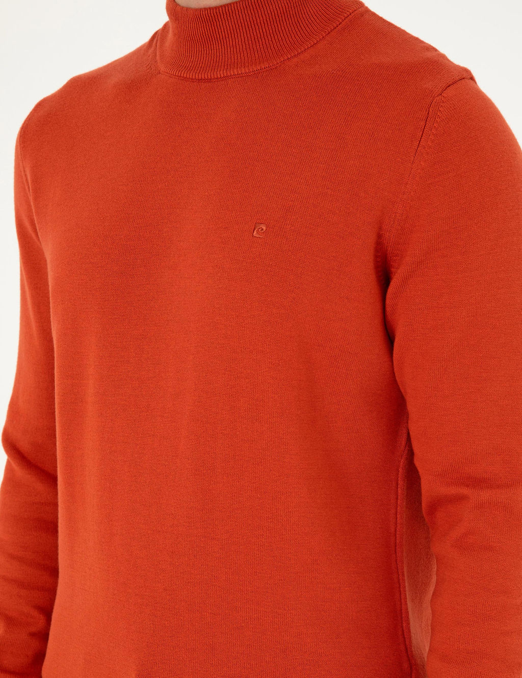 Turuncu Slim Fit Yar_m Bal_k__ Yaka Basic Triko Kazak - Pierre cardin фото 7
