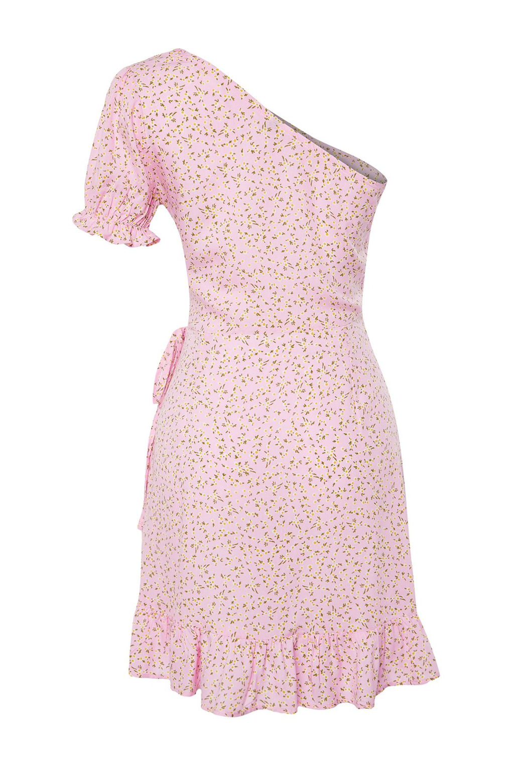 Lila Cicek Desenli F?rf?r Etekli Asimetrik Yaka Viskon Mini Dokuma Elbise TWOSS24EL00860 - Trendyolmilla фото 8