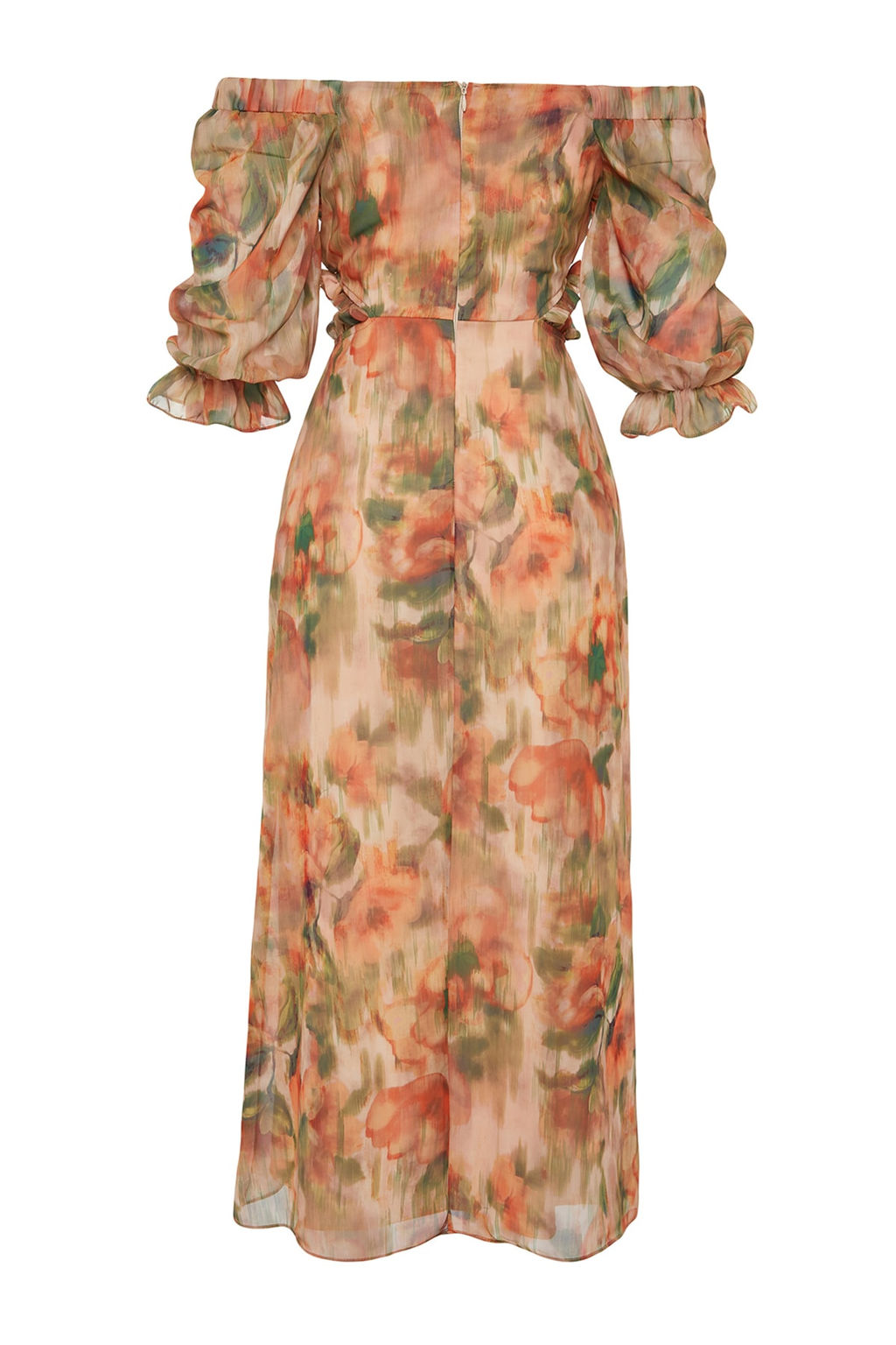 TRENDYOLMILLA Mint Cicekli Cut Out / Volan Maxi Dokuma Elbise TWOSS23EL02422  фото 16