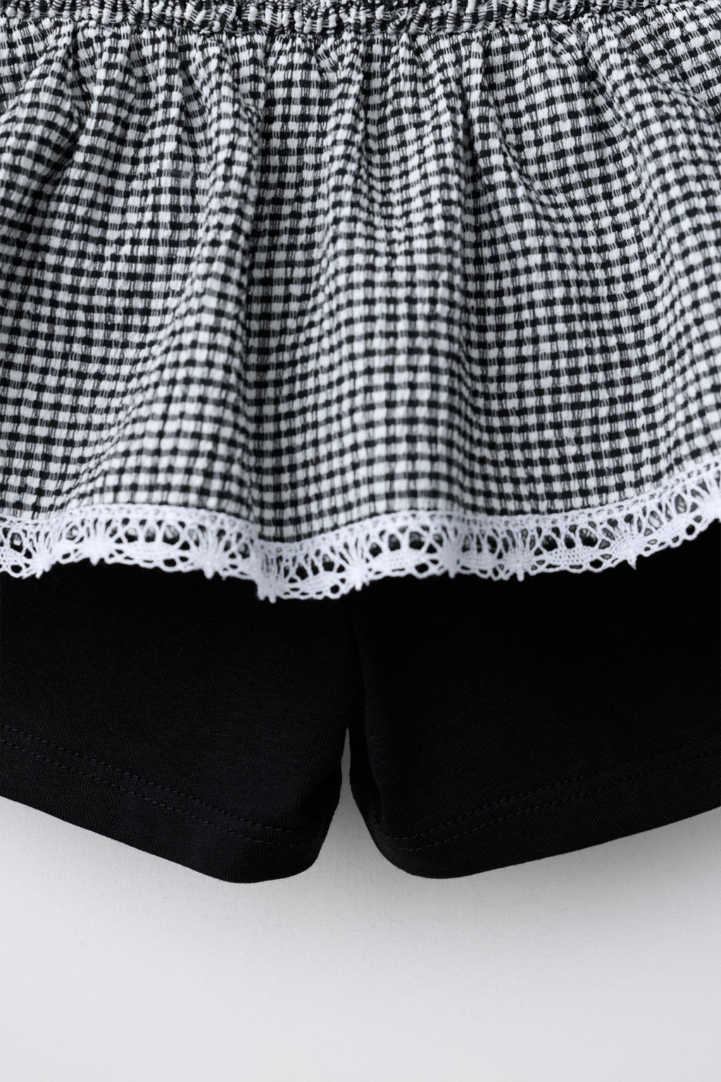 FALDA CUADRO VICHY PUNTILLA / Blanco / Negro - Zara фото 6
