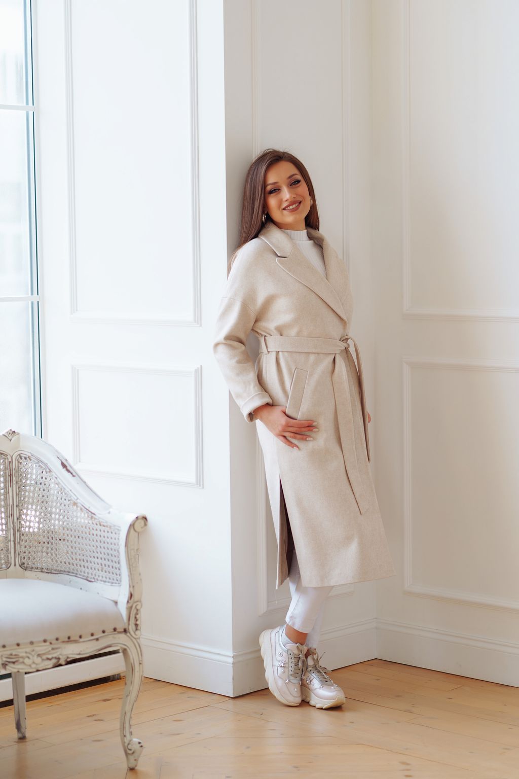 Пальто женское демисезонное 21820 (кремовый) - Kankan фото 2