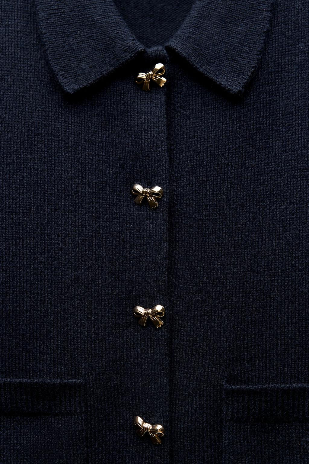KNIT JACKET WITH BOW BUTTONS - Zara фото 3