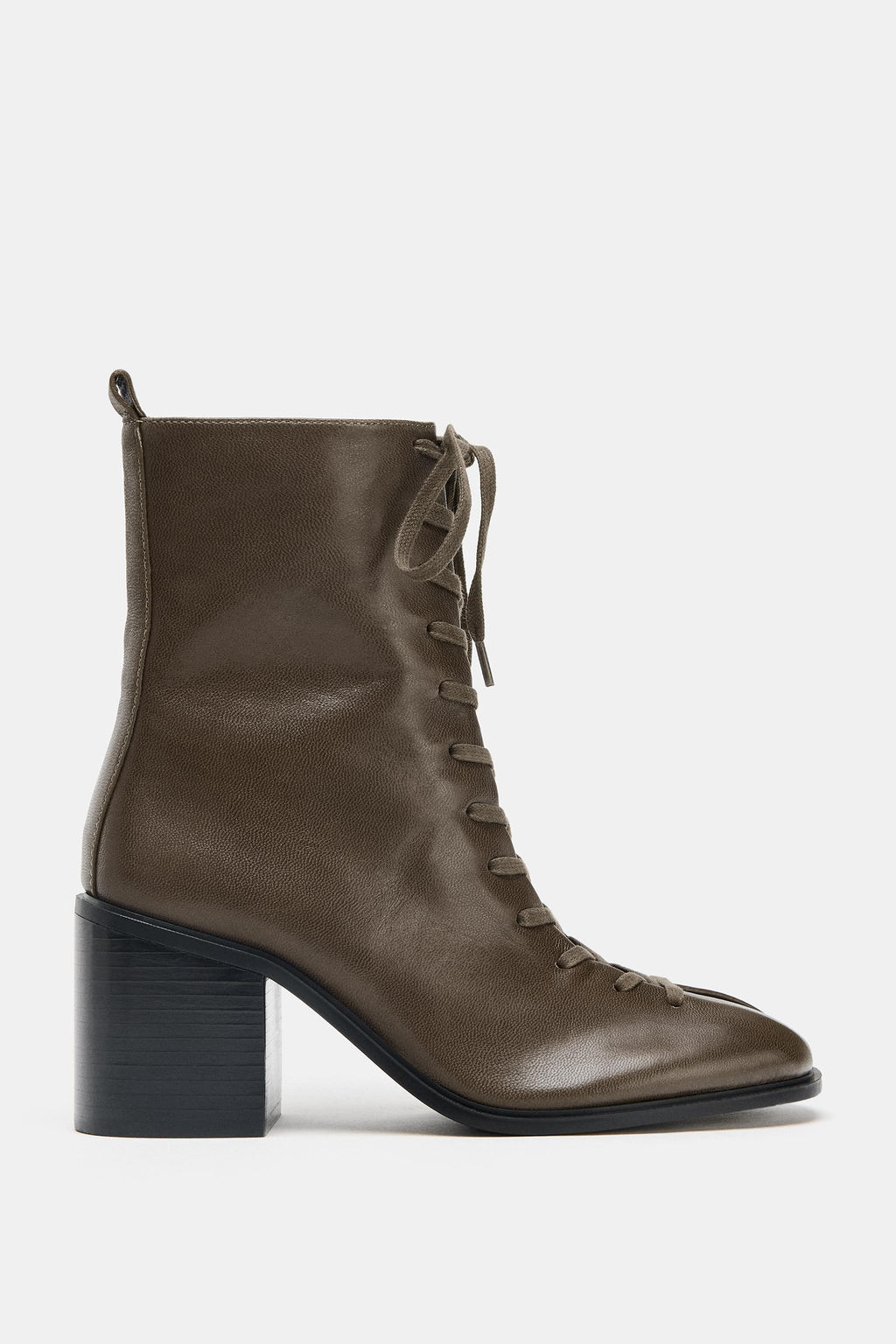 LEATHER LACE-UP ANKLE BOOTS - Zara фото 9