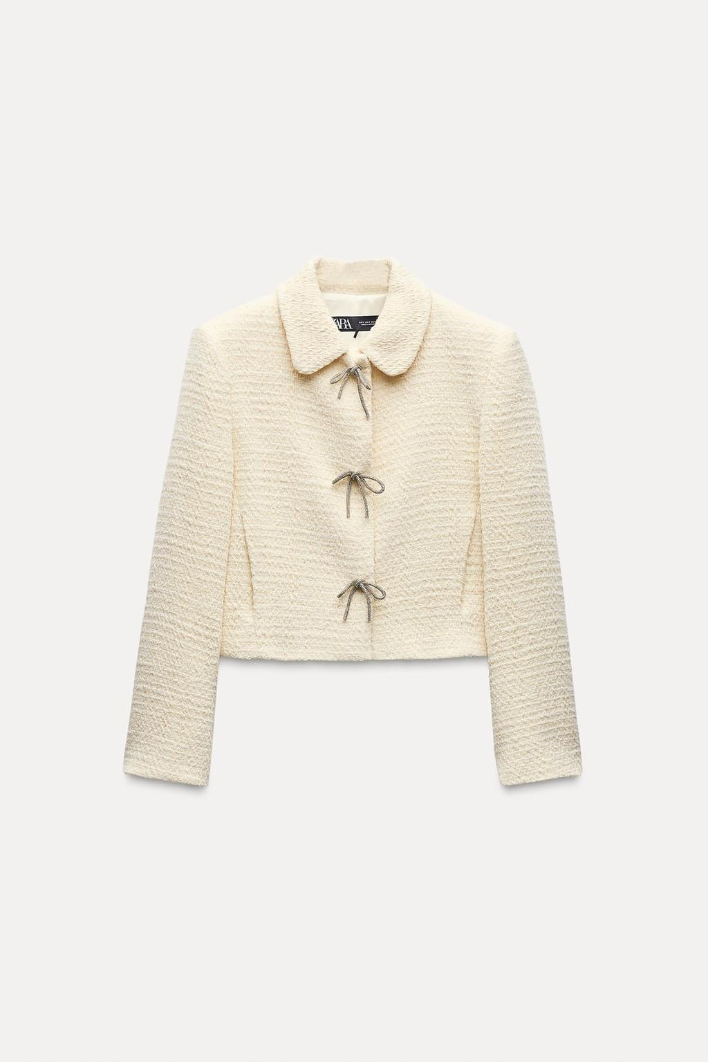 TEXTURED JACKET WITH BOW BUTTON - Zara фото 9
