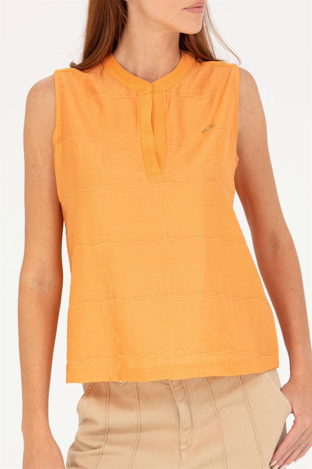 U. S. Polo Assn Женская оранжевая футболка без рукавов с v-образным вырезом - U.s. polo assn фото 6
