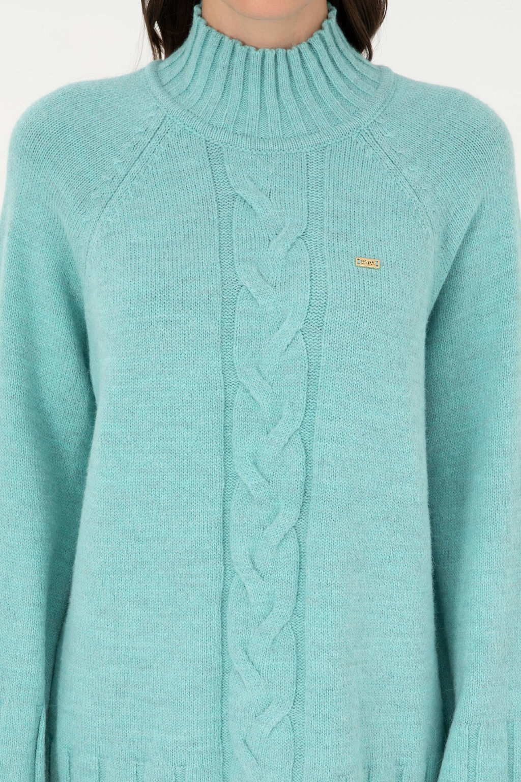Женский свитер с водолазкой цвета морской волны Неожиданная скидка в корзине - U.s. polo assn фото 6