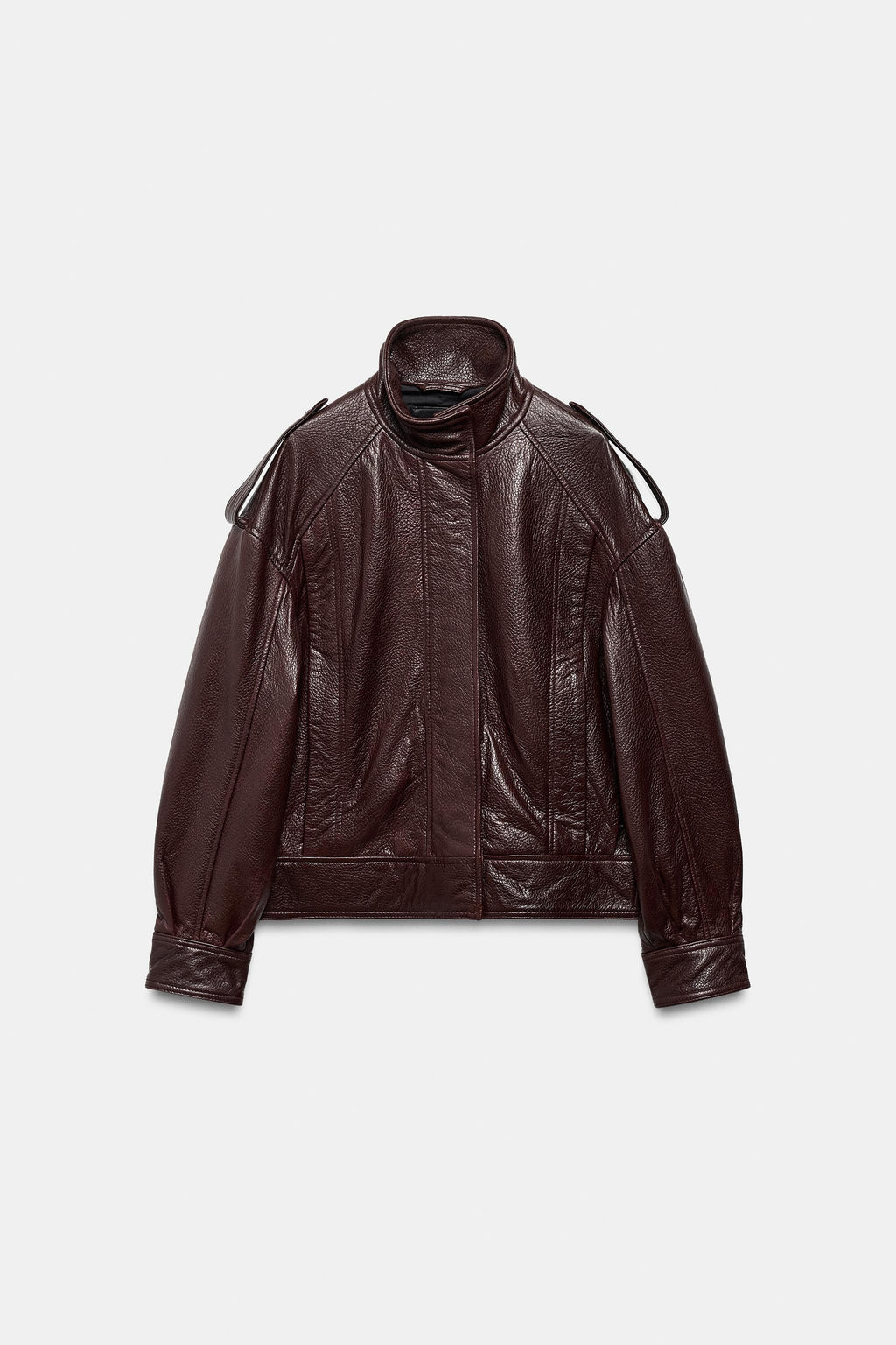100% LEATHER BOMBER JACKET ZW COLLECTION LIMITED EDITION - Zara фото 12