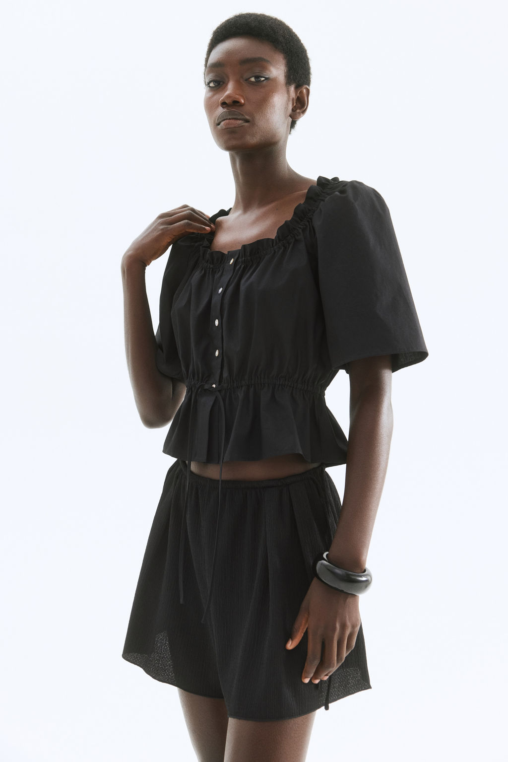 Blusa de algod?n con ribetes de volante - H&m фото 4